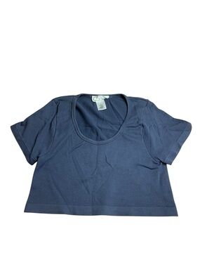 Hippie Rose Navy Blue Ribbed Seamless Crop Top - Size XL